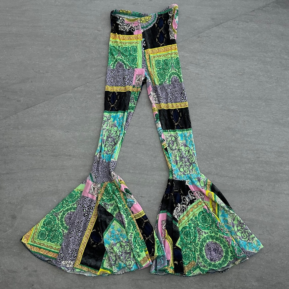 Versace Kids Multicolor Patchwork Flared Pants
